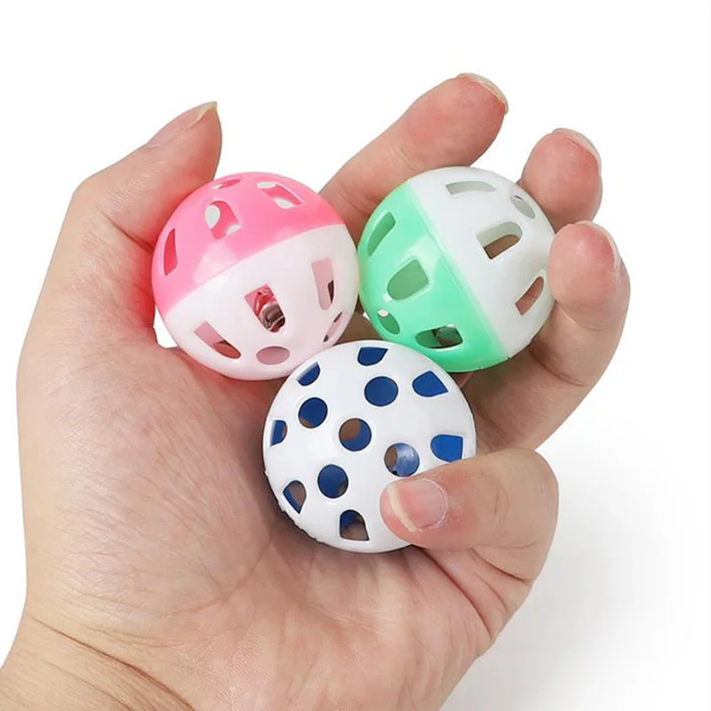 

2PCS Random Color Cat Bell Ball Plastic Hollow-Out Cat Ball Bell Toy Cat Chase Ball Sound Toy Cat Interactive Small Ball Toy