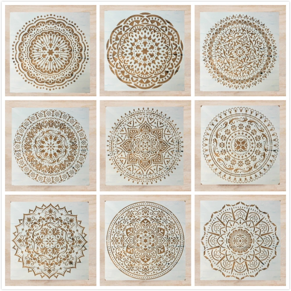 

9Pcs/Lot 6*6inch Mandala Round Circle DIY Layering Stencils Painting Scrapbook Coloring Embossing Album Decorative Template
