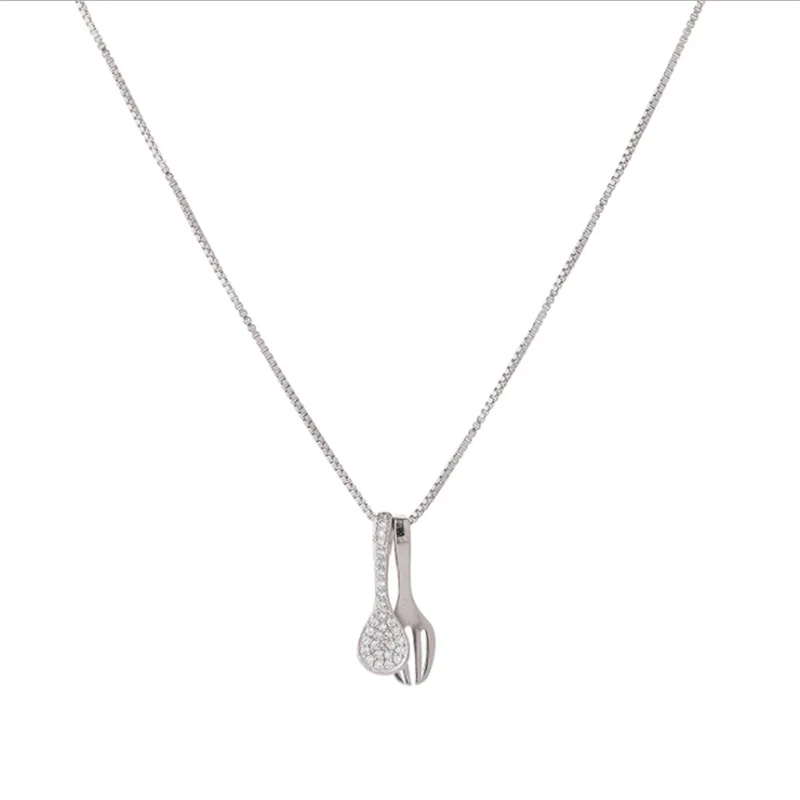 

Fork Necklace Simple Small Spoon Clavicle Chain Pendant Necklace Women's Holiday Gift Party Jewelry Wholesale