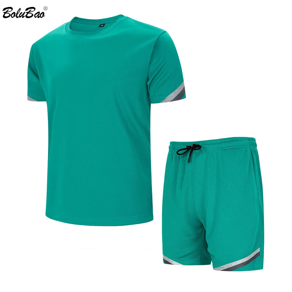 

BOLUBAO 2021 Men Casual Set Fashion 2 PCS Sweat Suit Short Sleeve T-shirt Shorts Sets Male puma Sportswear Tracksuit Summer
