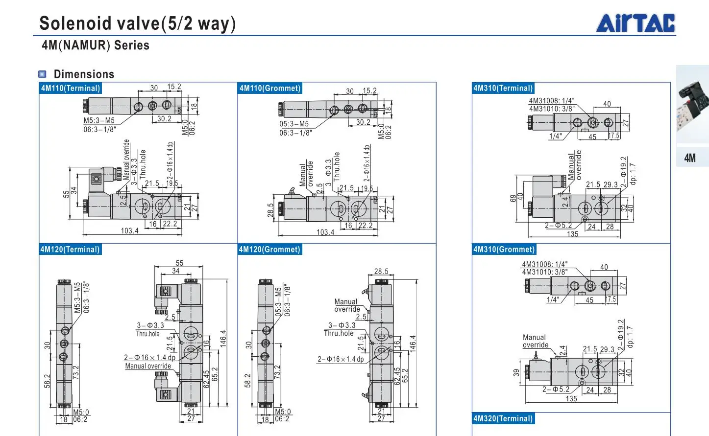 4M210-06 4M210-08 AIRTAC два положения пять способ соленоида пневматический клапан детали пневматические инструменты 4 М серии