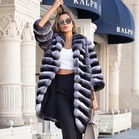 90cm long real rex rabbit fur coats for women 2021 new winter fashion natural chinchilla color rex rabbit fur coat lapel collar