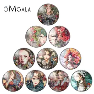 Разноцветная картина маслом девушки 10 шт. Смешанные 10 мм12 мм18 мм20 мм25 мм30 мм круглые фото стекла кабошон демонстрация плоская задняя часть