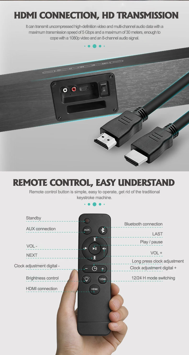 Домашний кинотеатр спикер s wless 30 Вт динамик НЧ-динамик ТВ Саундбар bluetooth с RCA HDMI Hifi стерео звук деревянный пульт дистанционного управления