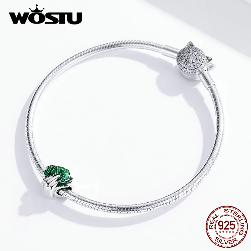 WOSTU Настоящее серебро 925 пробы шпинат овощи бусины Зеленые Подвески подходит для