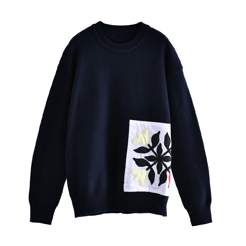 MICOCO M3570 Корейская версия полу-Высокий воротник черная липкая ткань свободный и