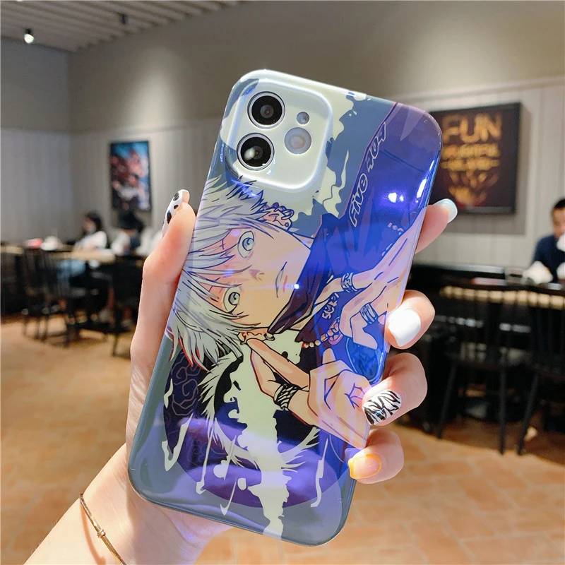 

Japan Anime Jujutsu Kaisen Gojo Satoru Phone Case For iPhone 13 12 11 Pro Max X Xs Max Xr 7 8 Puls Blu-ray Soft Silicone Cover