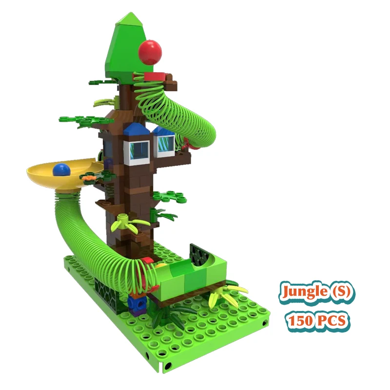Детские блестящие 65-203 шт мраморные беговые дорожки Duplo DIY блоки игрушки строительные блоки весенние горки для детей мальчик девочка подарок на день рождения - Цвет: jungle(s)