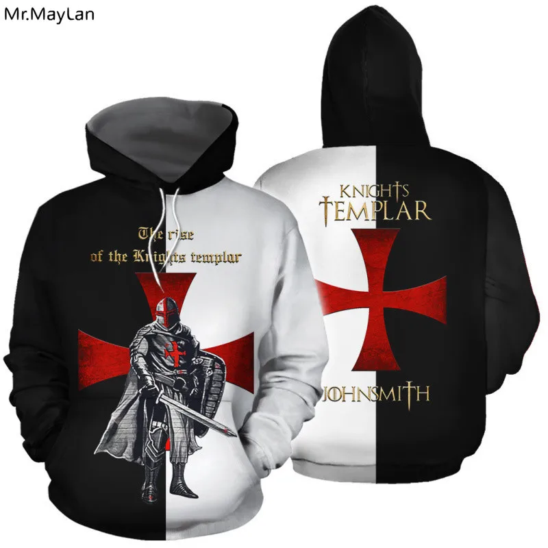 

New 3D Printed Knights Templar Sweatshirts Hoodie Anime Cosplay Costume Men Women Hooded Coat Tops Streetwear halloween Hoodies