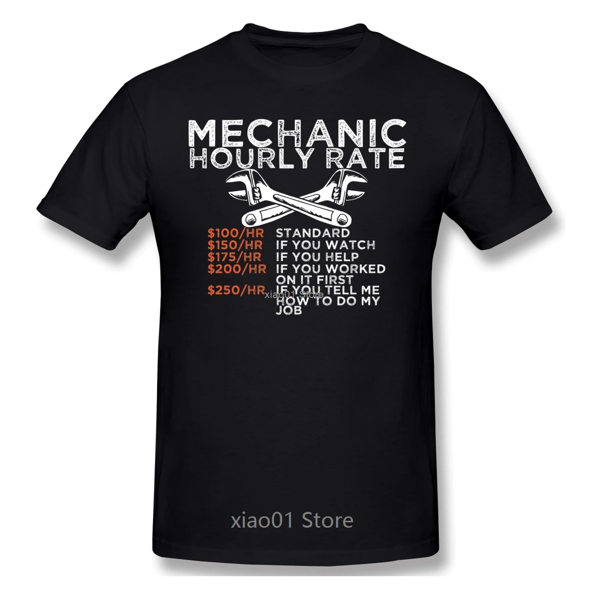 

Mechanic Hourly Rate Wrench Worker T Shirt Big Size O-neck Cotton Custom Short Sleeve T Shirts For Men