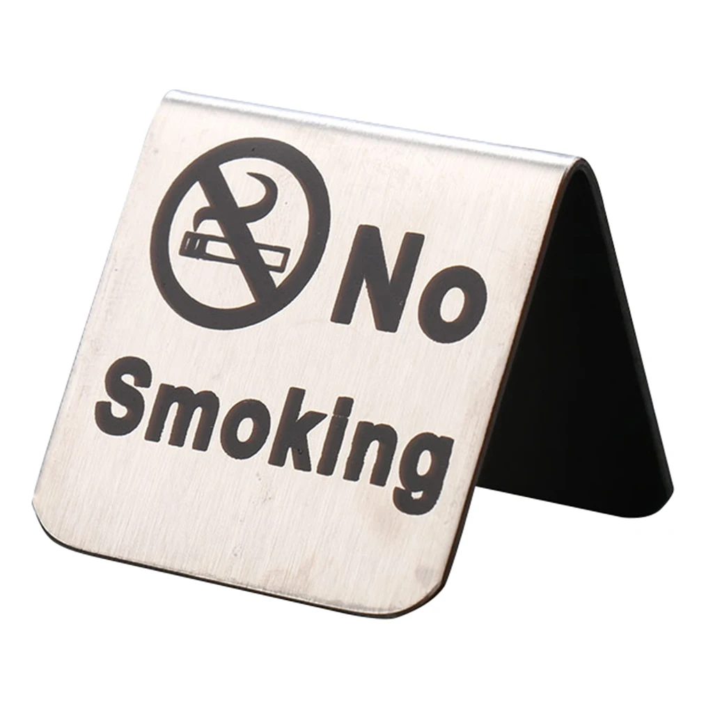 

No Smoking Sign Stainless Steel Table Top Tent Compliance Signs