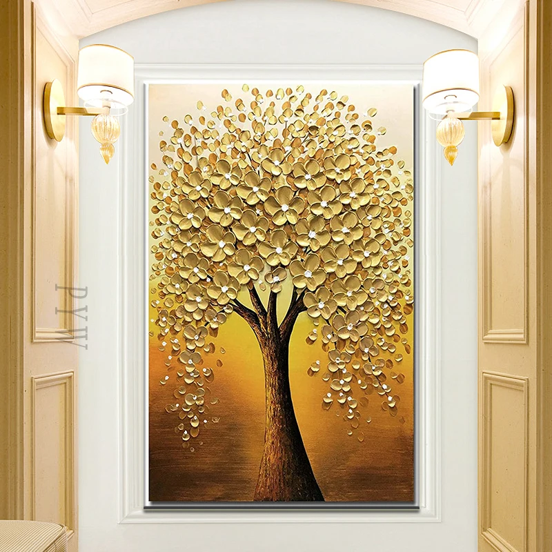 

Hand Painted 3D Knife Gold Tree Painting Modern Abstract Paintings Oil Painting On Canvas Home Decoration Luxury For Home Decor