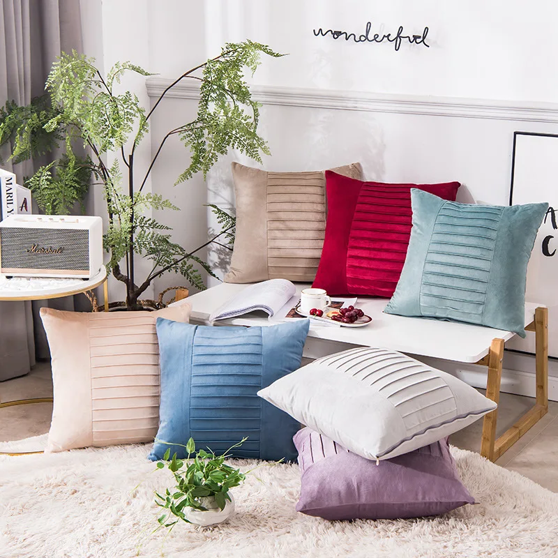 Голландский из бархата кораллового цвета Мягкие плюшевые подушки крышка