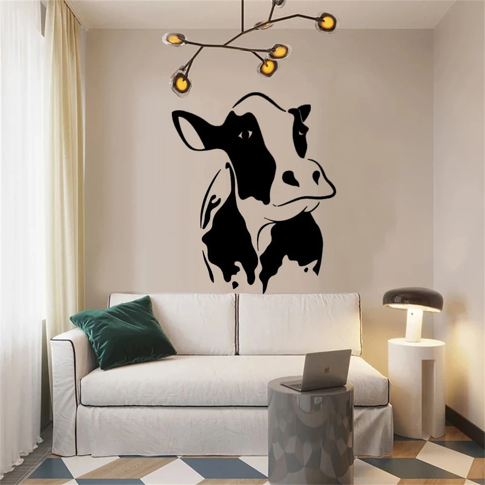 Виниловая наклейка на стену с изображением коровы и фермы домашний декор для