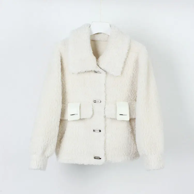 

2020 Women Autumn Winter Real Fur Coat Female Wool Jacket Coat Genuine Sheep Shearling Tops Korean Vintage Manteau Clothes H32