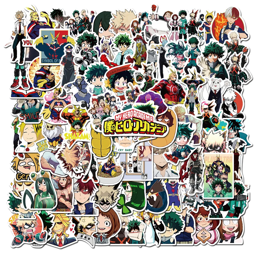 

100Pcs My Hero Academia Anime Graffiti Stickers for Laptop Skateboard Bike Helmet Luggage Motorcycle Waterproof Decal Toy
