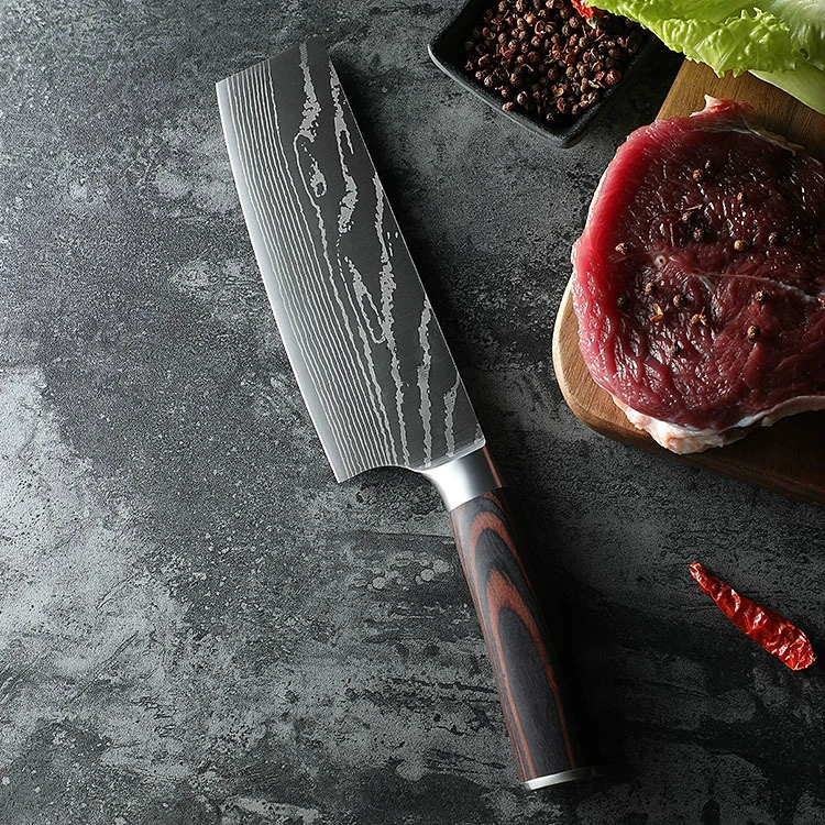 Дамасский маленький кухонный нож с лазерной текстурой товары для отелей лезвие