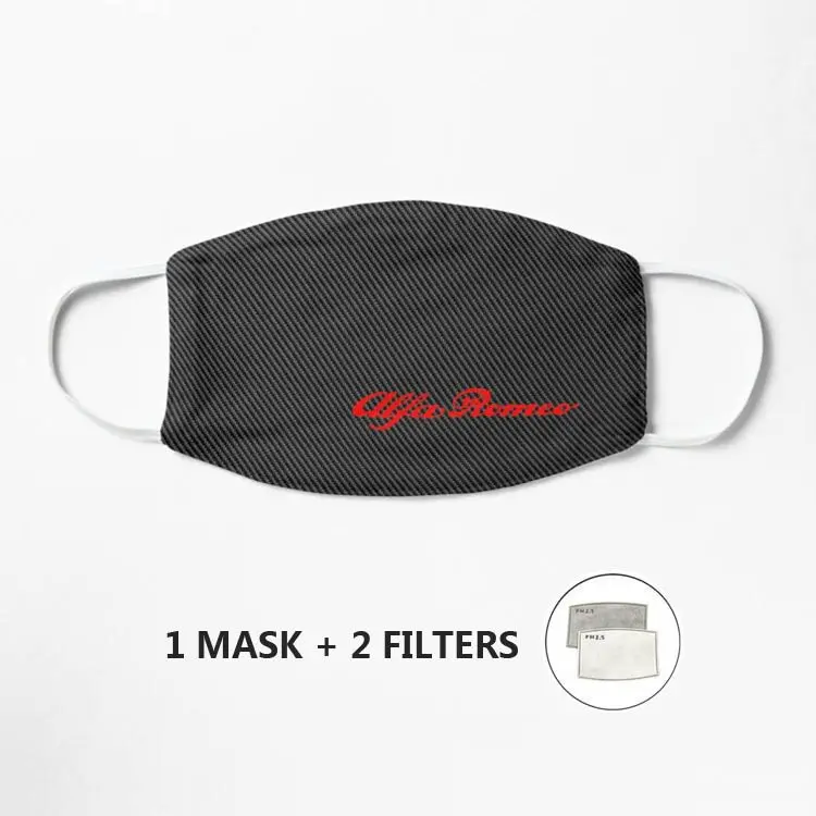 

Alfa Romeo Carbon Background Mask Cotton Mascarilla Funny Face Mouth Mask Hip Hop party Mouth Muffle Respirator