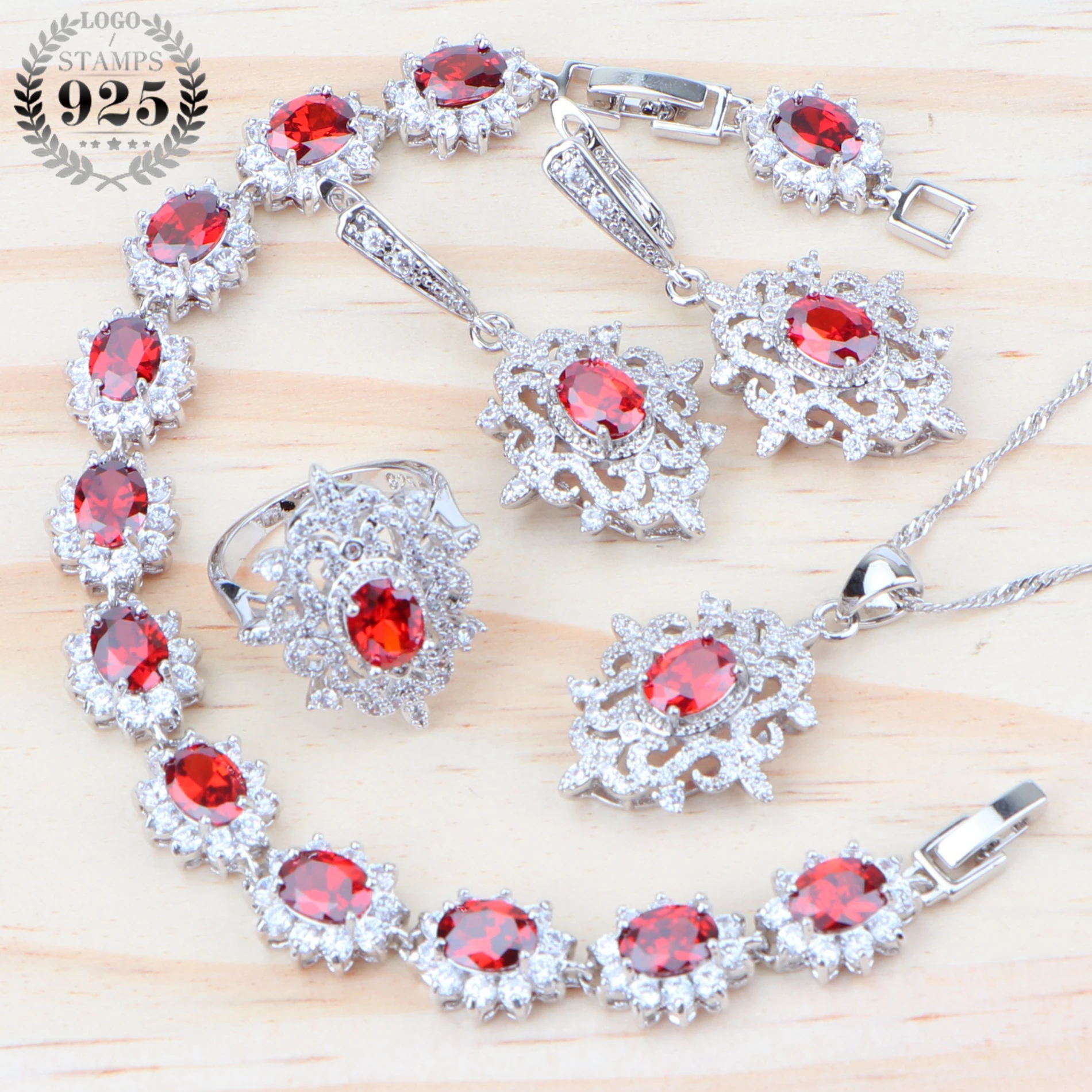 Свадебные циркониевые серебряные 925 Ювелирные наборы для женщин бижутерия