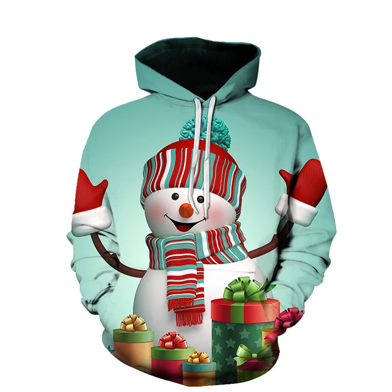 

Men's Autumn new sports shirt O-neck long-sleeved hoodie Christmas event printing hooded sweater all-match fashion casual hoodie