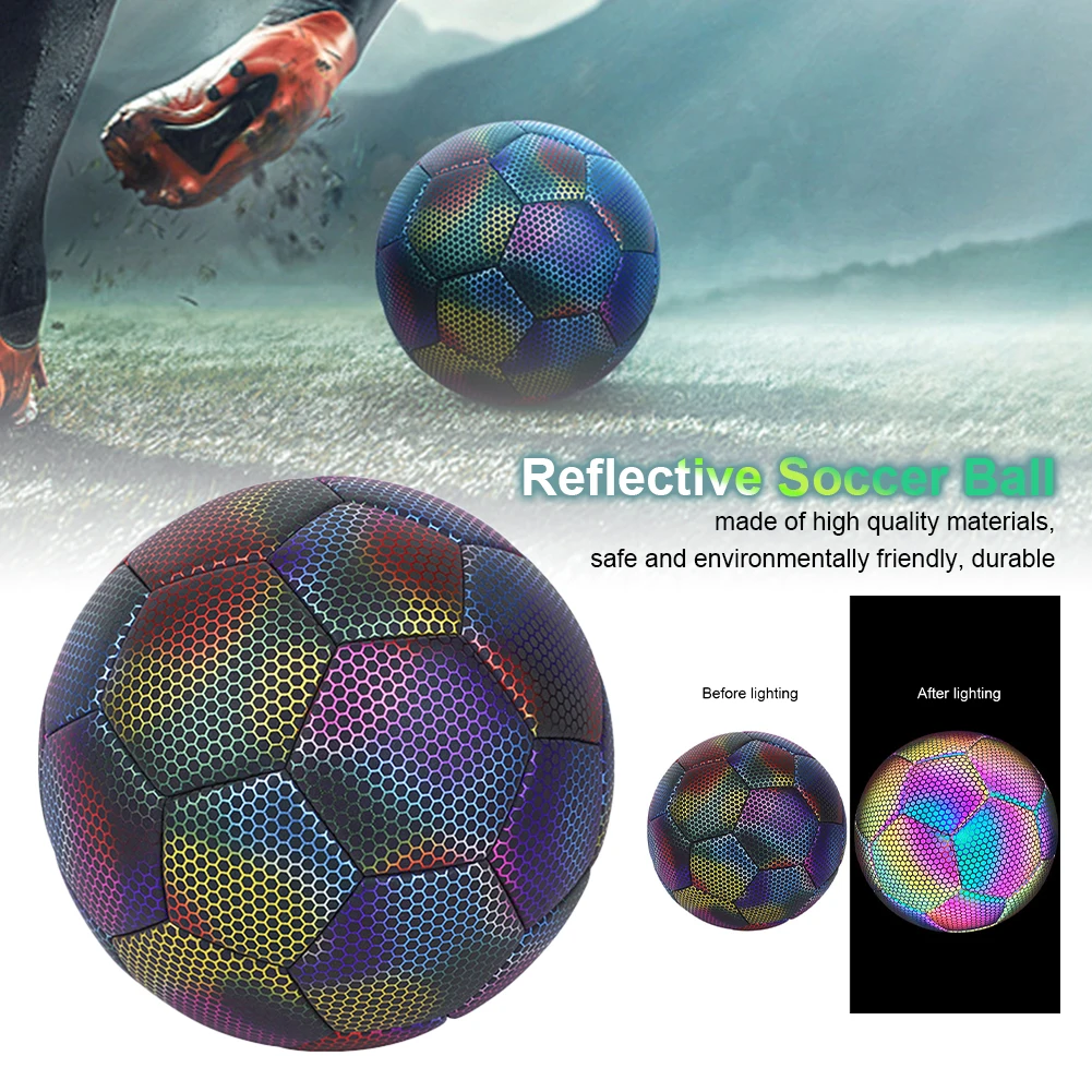 

Hot Sale Reflective Soccer Ball Luminous Night Glow Footballs Adult Child Training Competition Football for Night Games Training