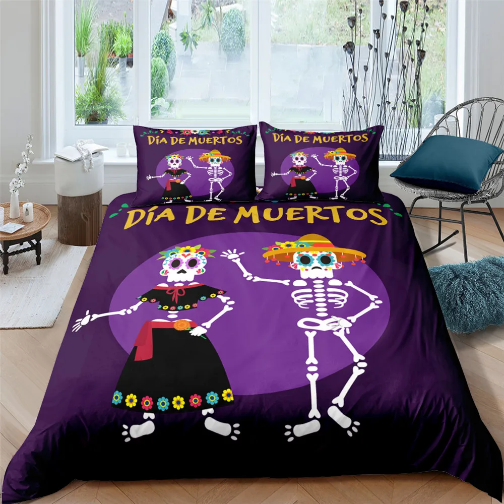 

Skull Bedding Sets 3D Skeleton Duvet Cover Set Bed Cover Twin Bed Sets Home Bedclothes Single Double Queen King Size Comforter