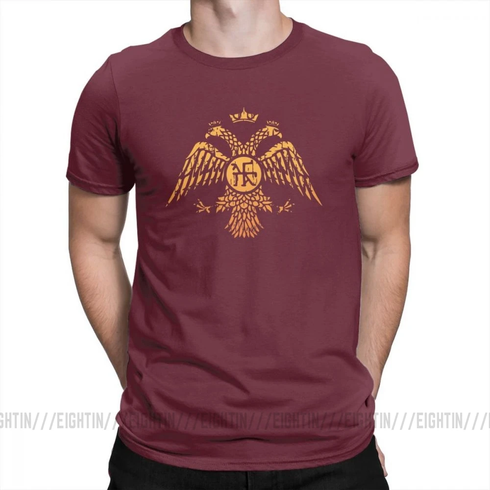 Burgundy SPQR византийский Орел символ флаг темно-синяя футболка винтажные мужские повседневные футболки из хлопка с круглым вырезом футболки размера плюс - Цвет: Burgundy