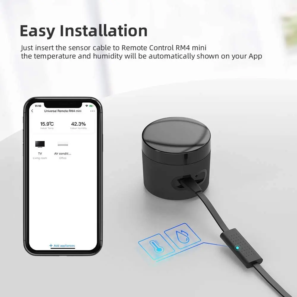 ИК-пульт дистанционного управления Wi-Fi Broadlink RM4 миниатюрный датчик температуры и