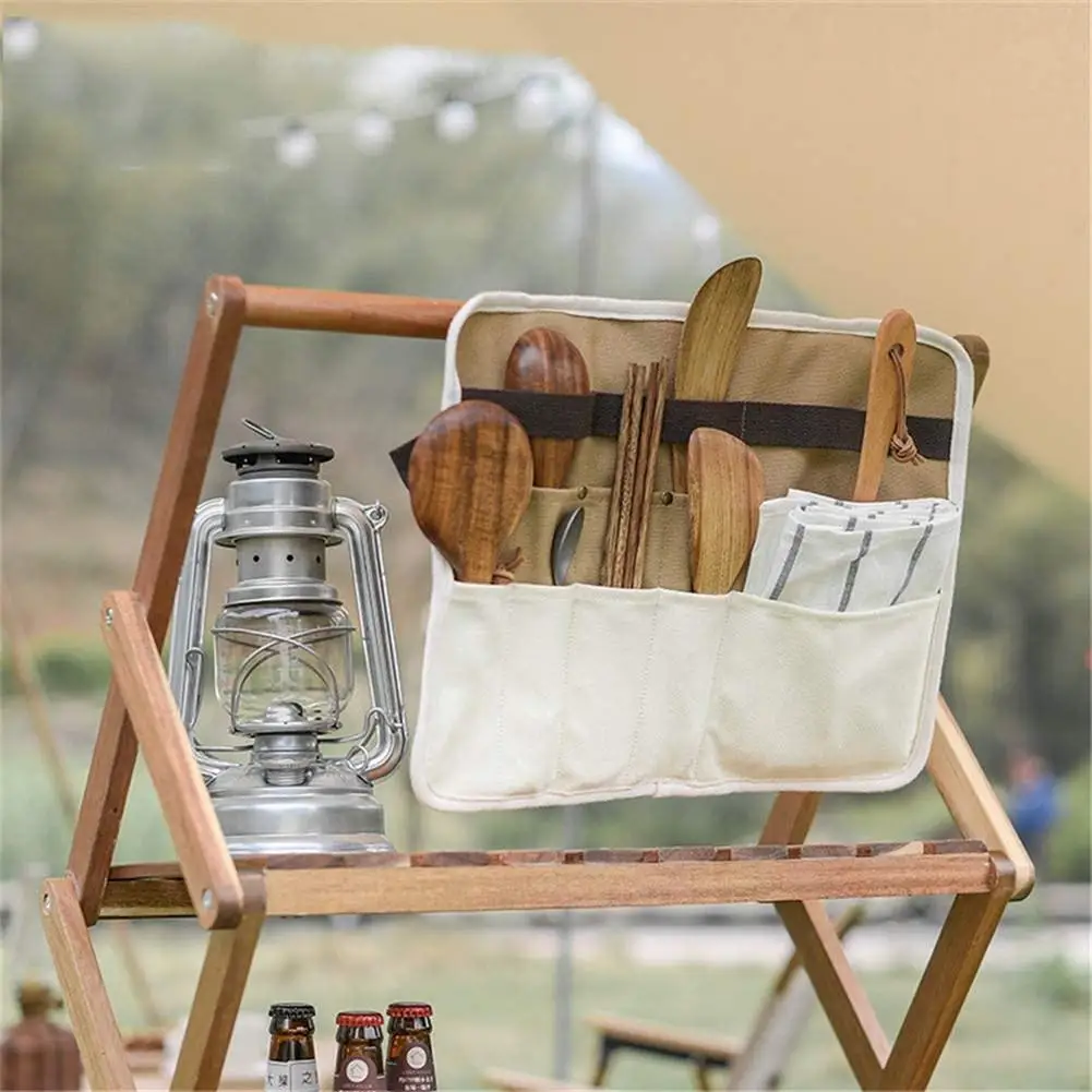 Портативная сумка для хранения столовой посуды пикника палочки соломенный нож и