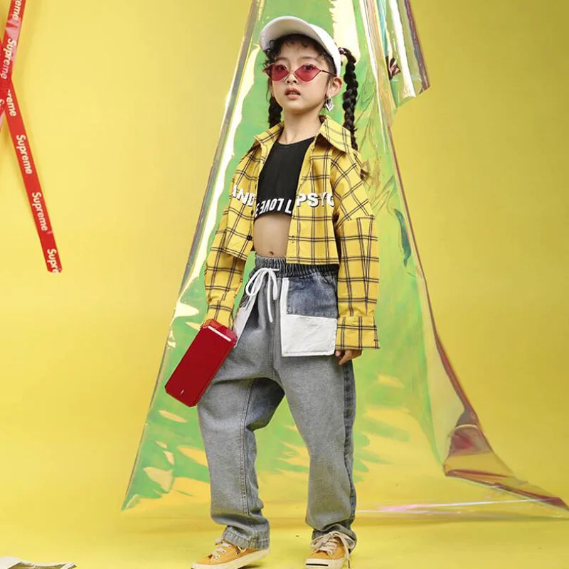 Детская одежда для бальных танцев в стиле хип-хоп кофта с капюшоном джинсовое