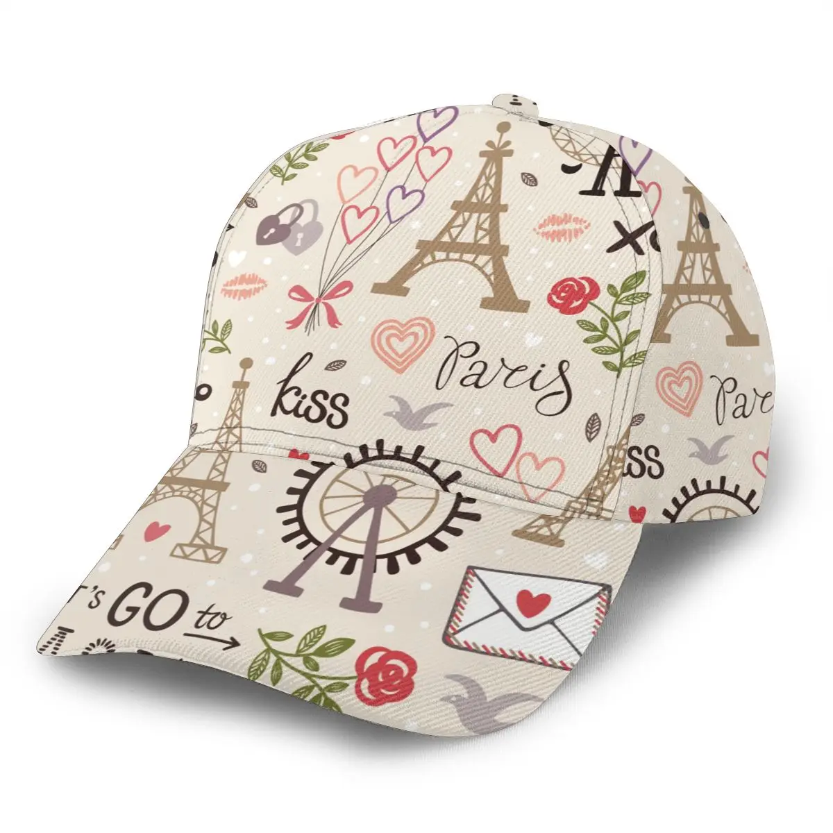 

Retro French Landmarks Of Roses Locks Eiffel Tower Sport Caps Baseball Hat Men Women Visor Cap Baseball Cap Street Hip Hop Caps