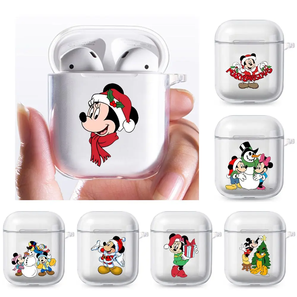 

Christmas Mickey Disney Soft Case for Apple Airpods 1 2 Transparent Bluetooth Wireless Headphone Earphone Box Protective Cover