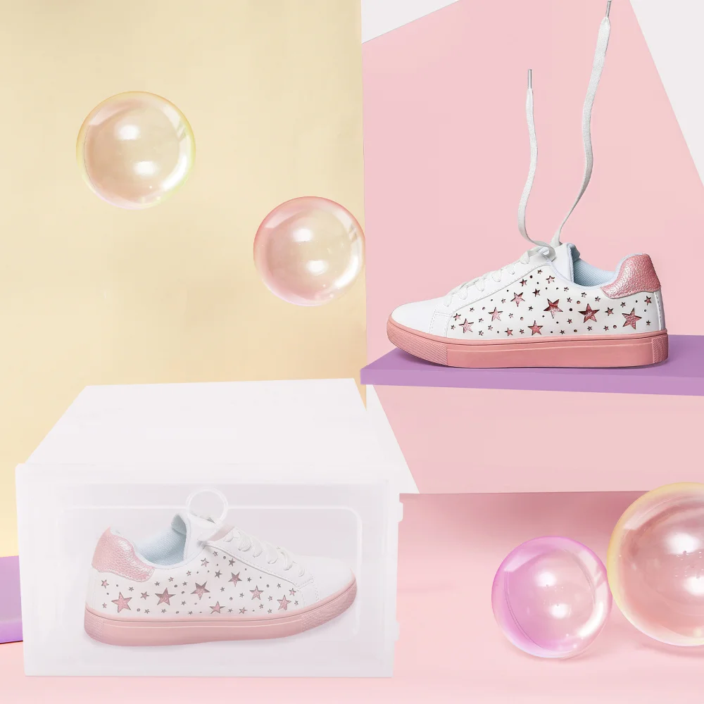 

12PCS Thicken Shoes Box Transparent Stackable Shoes Storage Box Shoe Container - Size (White)