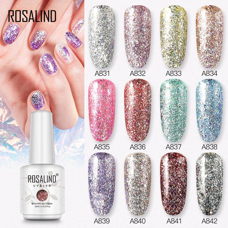 ROSALIND 15 мл Радужный Платиновый Гель лак для ногтей УФ светодиодный Полупостоянный