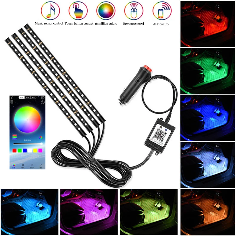 

Automotive Interior Decorative Lights LED Car Foot Light 48/72 LED Atmosphere Lamp Ambient Lamp Remote/Voice Control