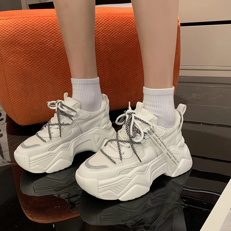 

Designer Glitter Chunky Sneakers Platform 2020 Casual Dad Shoes White Dames Sneakers Women Shoes Trainers Basket Chaussure Femme