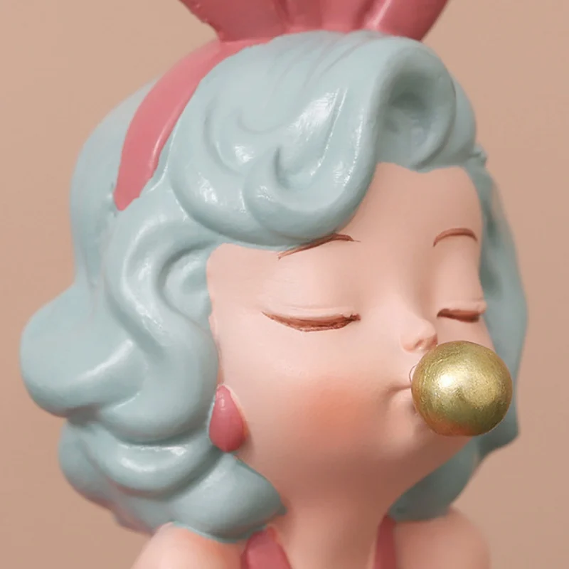 

INS Style Ornaments Bubble Girl Statues Resin Light Luxury Furnishings For Creative Home Living Room Bedroom Table Decorations