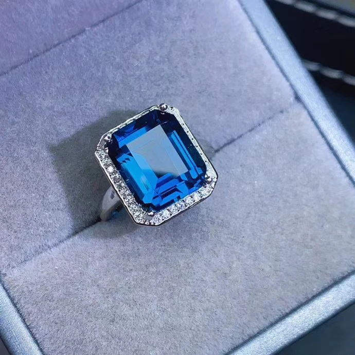 

KJJEAXCMY fine jewelry 925 sterling silver inlaid natural blue topaz ring delicate new female gemstone ring trendy support test