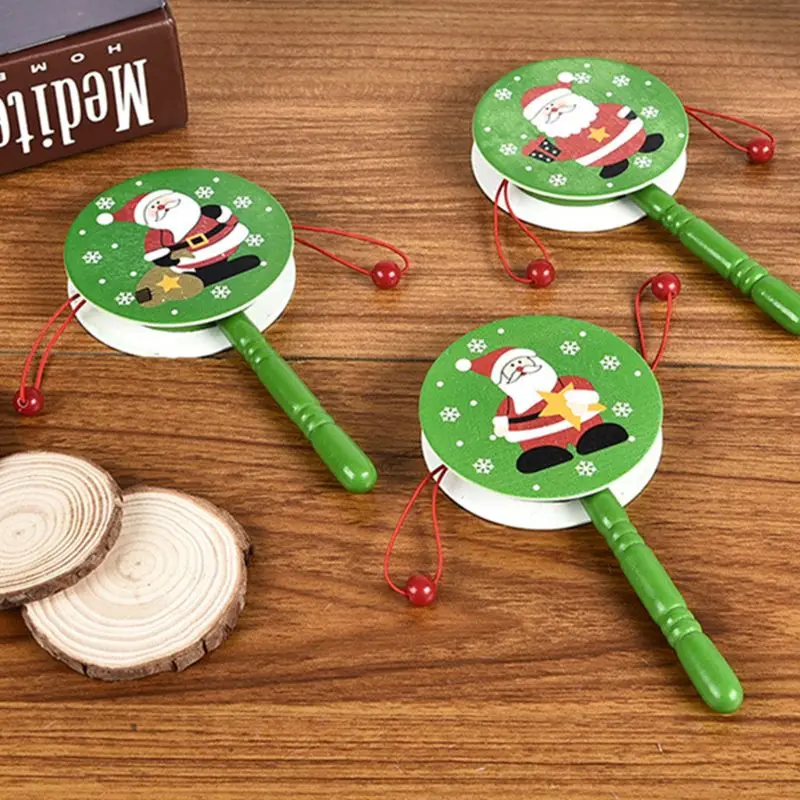 Christmas Baby Kids Wood Rattle Drum Instrument Toys Children Musical Toy Chinese Styles Drum christmas Gift For Baby Infant