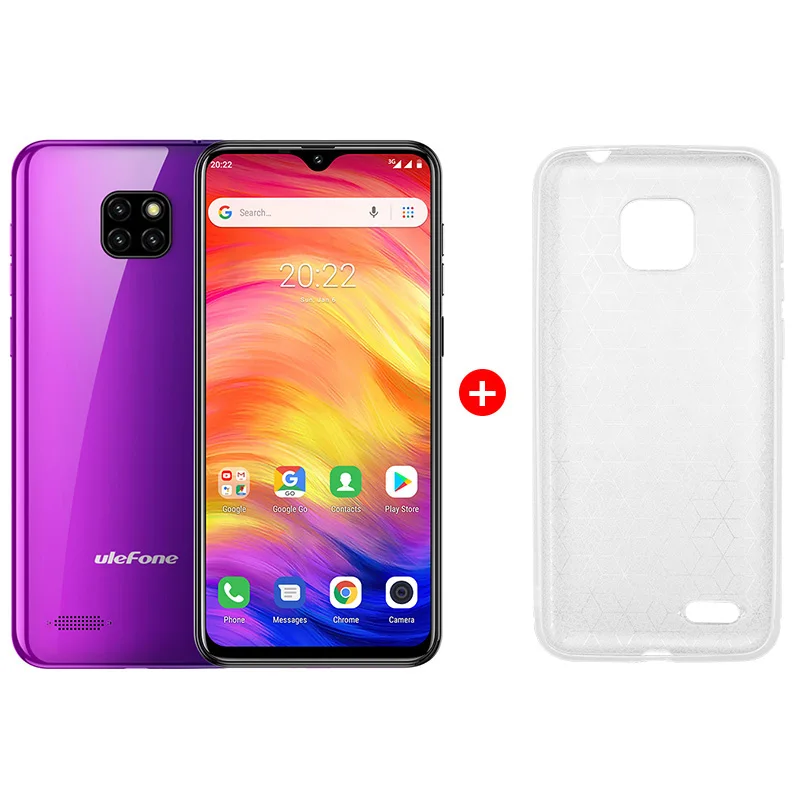 Смартфон Ulefone Note 7, 3500 мАч, 19:9, четырехъядерный, 6,1 дюймов, экран капли воды, 16 Гб ПЗУ, мобильный телефон WCDMA, мобильный телефон, Android 8,1 - Цвет: Twillight Add Case