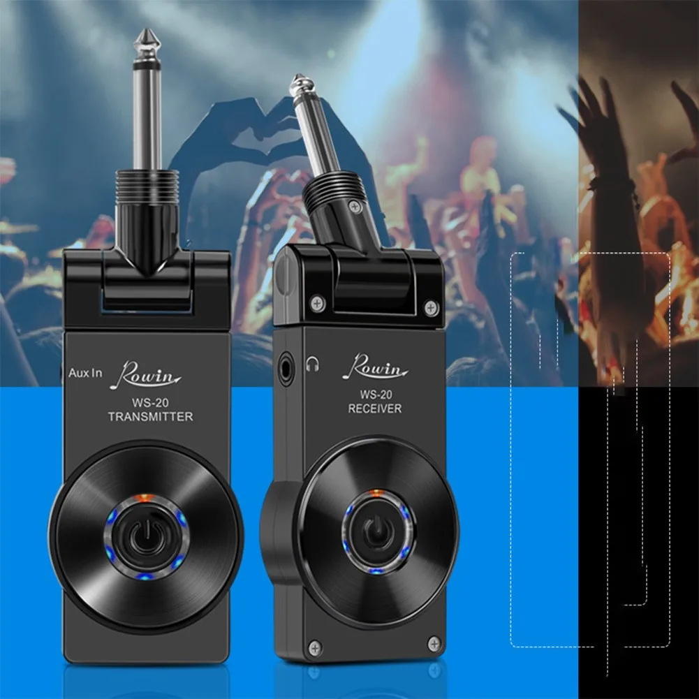 

Rowin WS-20 2.4G Wireless Guitar Transmitter Receiver Set Rechargeable Wireless Guitar System 30Meters Transmission Range