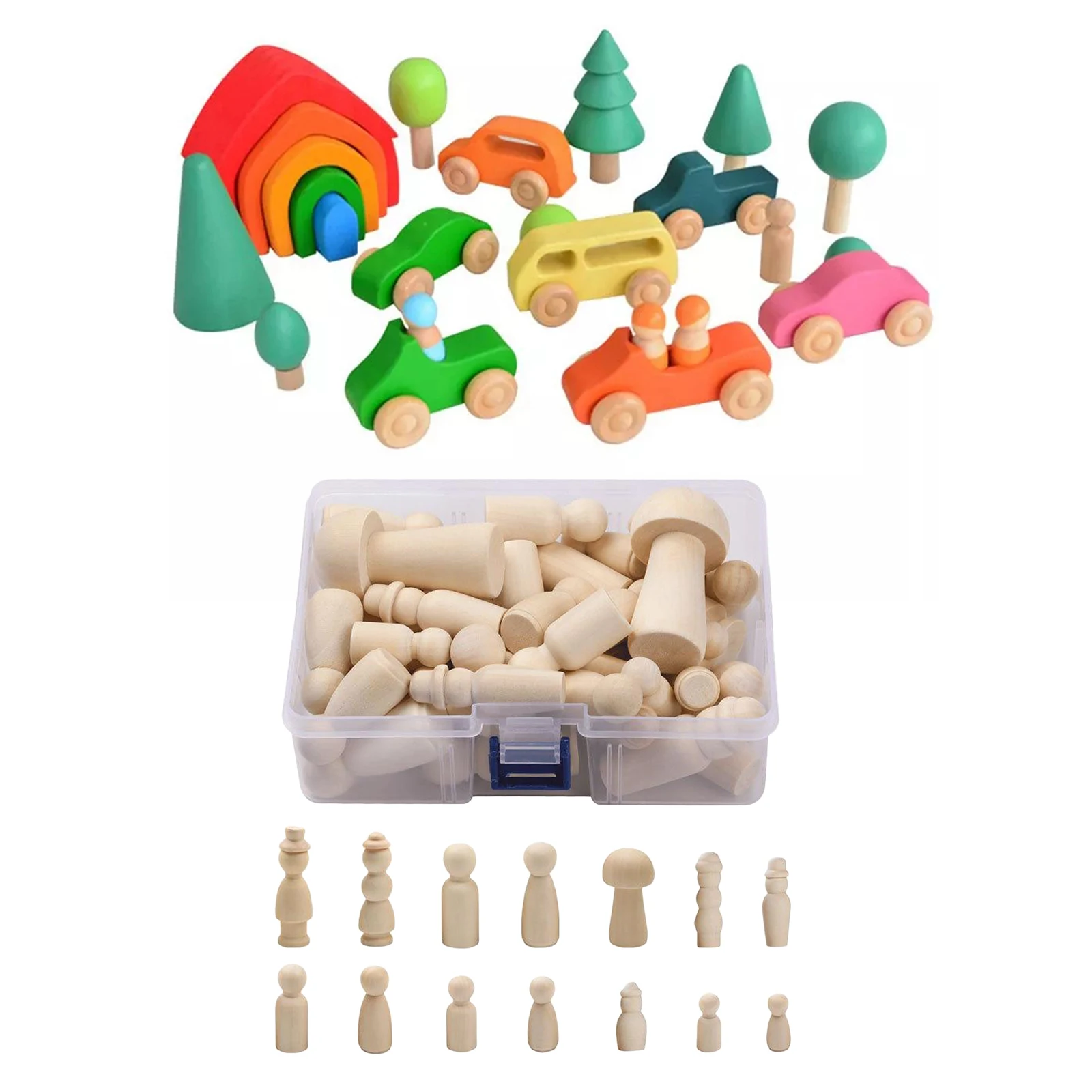 

42 шт., деревянные колышки для кукол, деревянные кисточки, детская картина «сделай сам», Монтессори