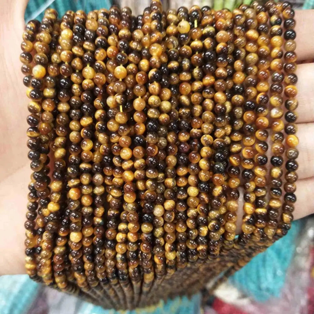Tiger eye stone 2 мм 3 мм из натуральных круглых камней бусины розовый кварц аметисты лазурит Агаты бусины из нефрита для самостоятельного изготовления ювелирных изделий браслет ожерелье - Цвет: Tiger eye stone