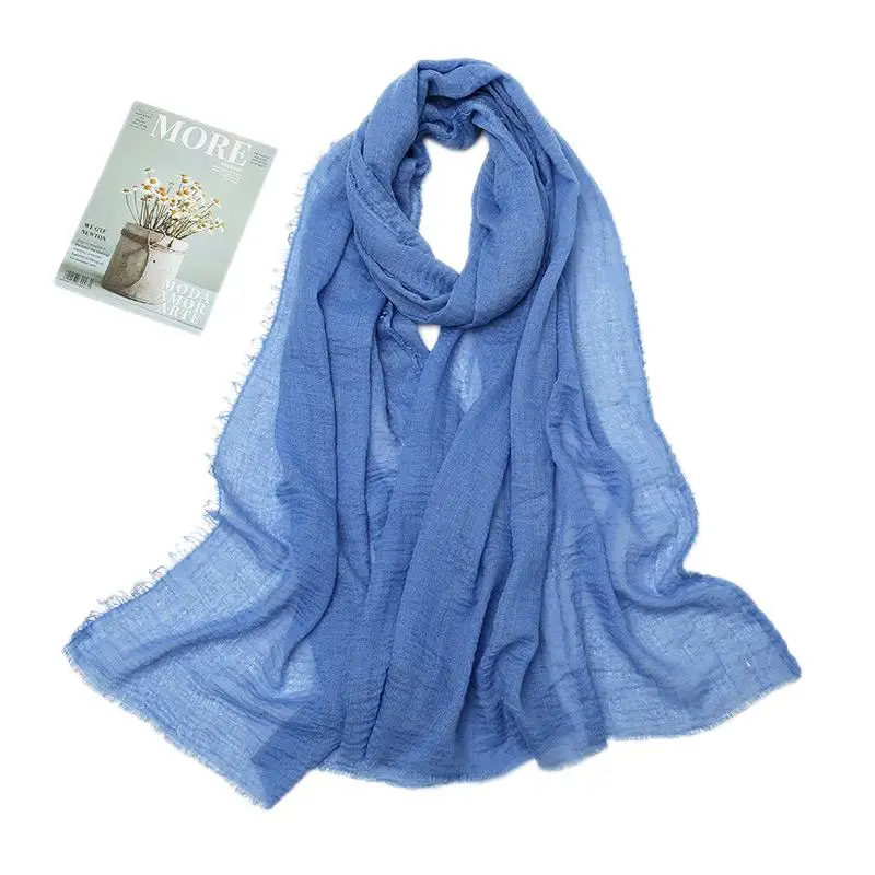

Модный однотонный хлопковый женский шарф из конопли, женские шали с крошками, весенние пляжные солнцезащитные мусульманские женские хиджа...