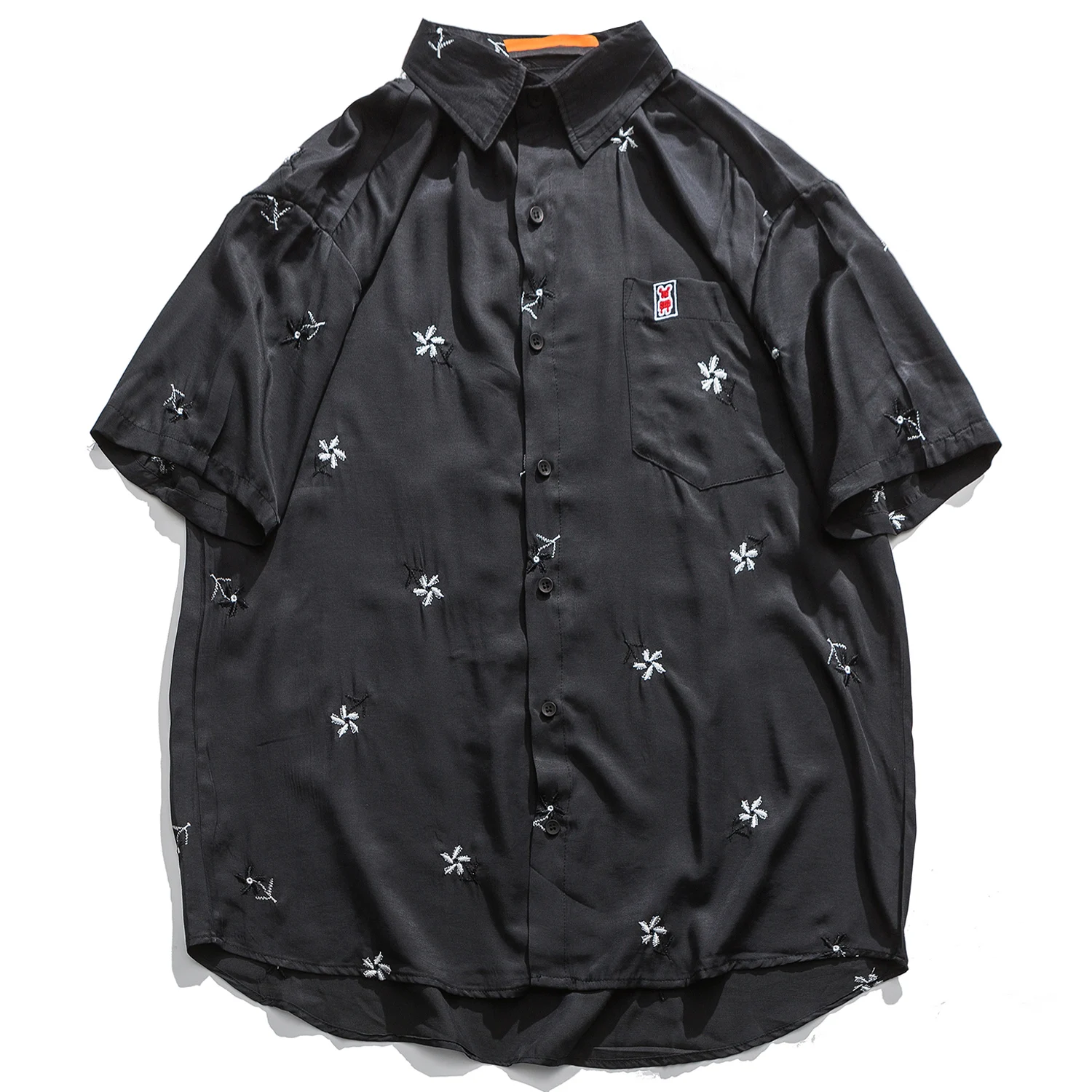 С цветочной вышивкой Рубашки Для мужчин в стиле хип хоп 2020 Японская уличная