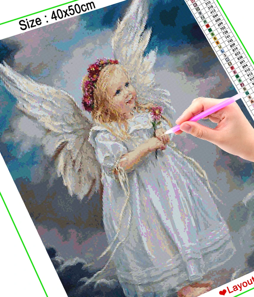 Алмазная живопись HOMFUN вышивка крестиком ангельская Девушка облако 5D сделай сам