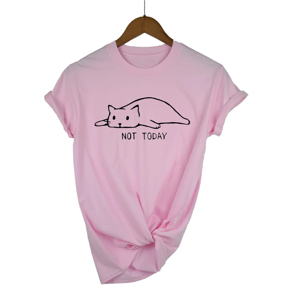 Футболка с надписью Cat Not Today Женская Повседневная забавная футболка для девушек
