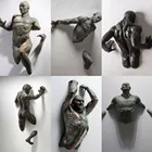 3d-фигурка сквозь стену, скульптура из смолы, гальваническое покрытие, Имитация меди, абстрактный персонаж, подвесная статуя, декор для гостиной