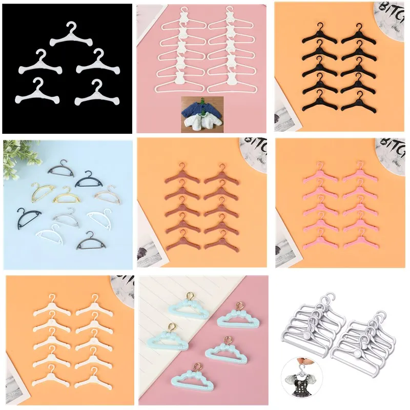 

5/10pcs Dollhouse Miniature White Wardrobe Clothes Hangers for Dolls Accessories