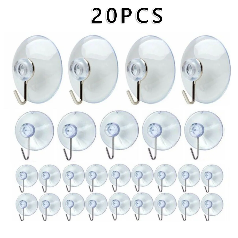 

20pcs Window Clear Suction Cup Sucker crochet Hook hooks for hanging for home and kitchen key holder wall Hook bathroom baño